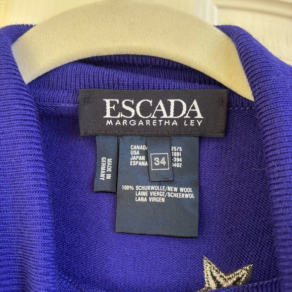 Escada Indigo Blue Sweater with Star Accents - Picture 3 of 4